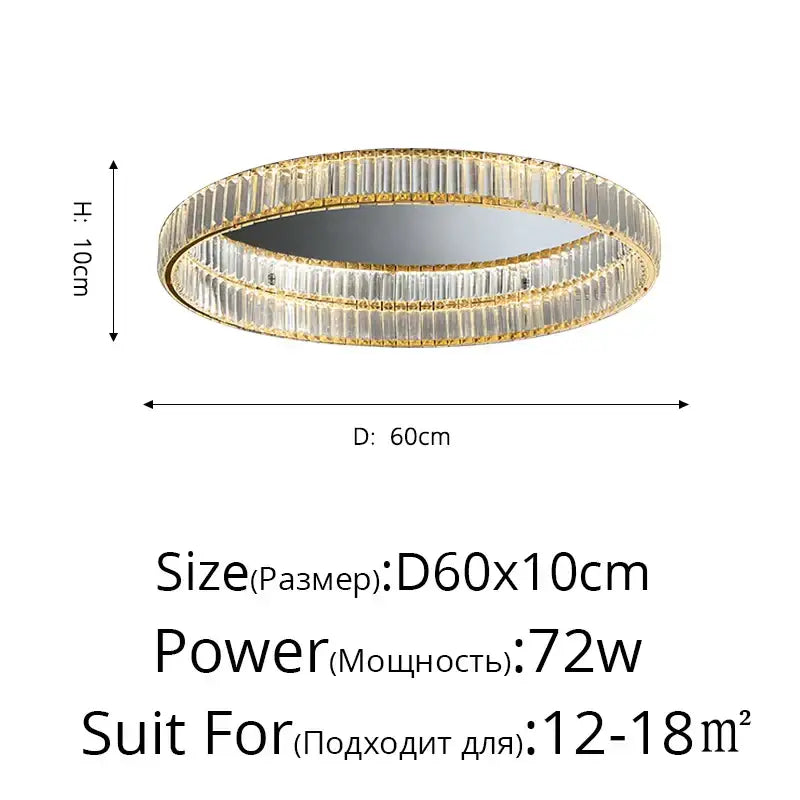 Modern golden double ring decorbites crystal led ceiling chandelier with faceted crystal rings for dining room lighting