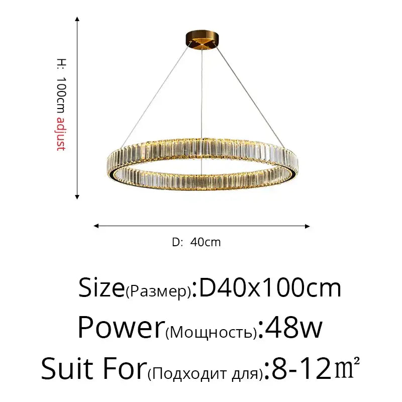 A modern golden double ring decorbites crystal led ceiling chandelier with clear faceted crystal rings for dining room