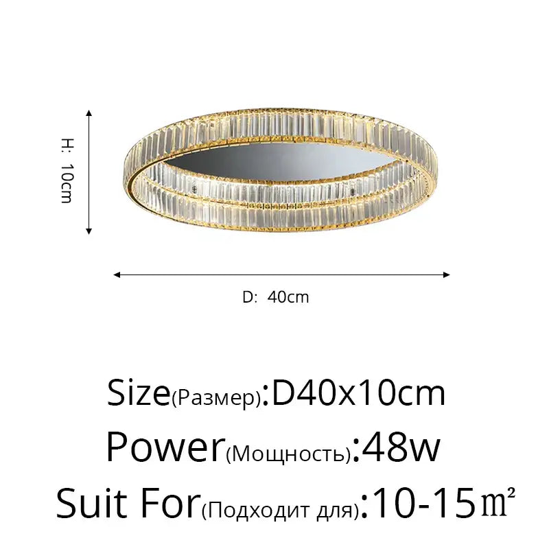 Modern golden double ring decorbites crystal led ceiling chandelier with faceted crystal rings for dining room lighting