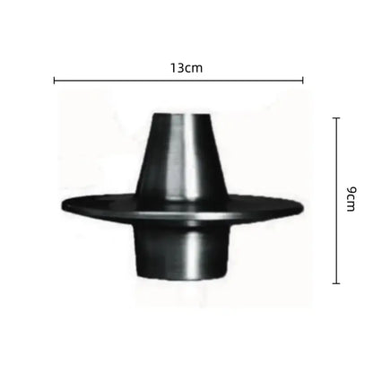 Black metallic conical plug with flat base 13cm wide 9cm high featured in decorbites golden geometry metal handicraft vase