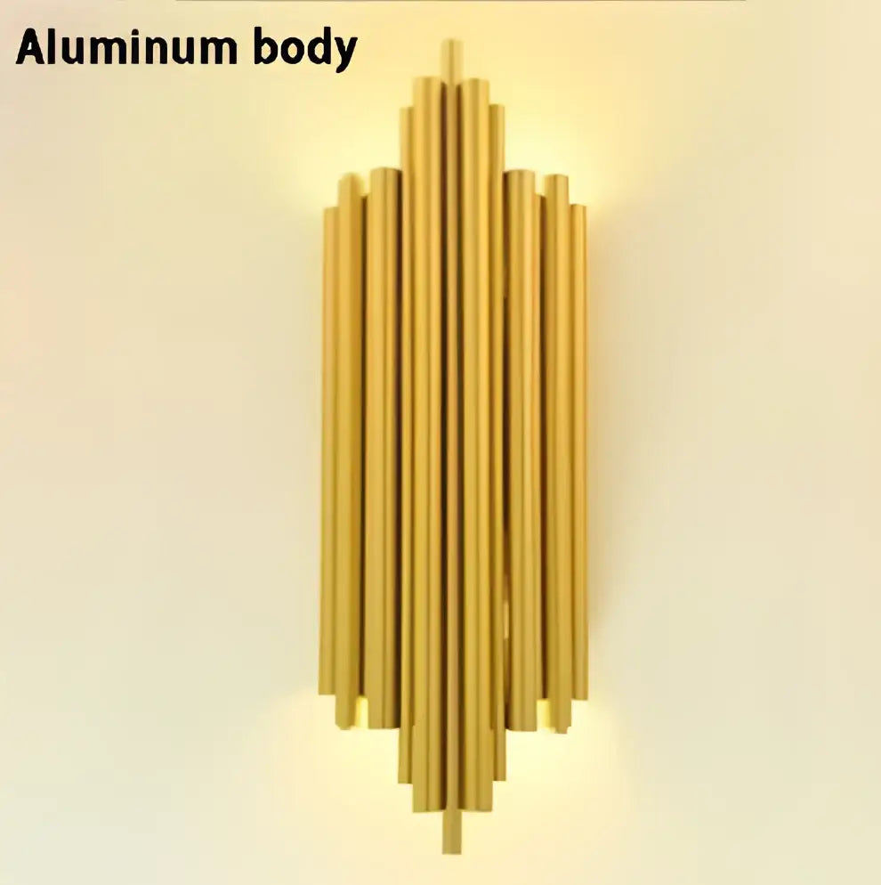 Modern golden led tube wall sconce with gold-finished aluminum rods for living room decorbites golden led decor