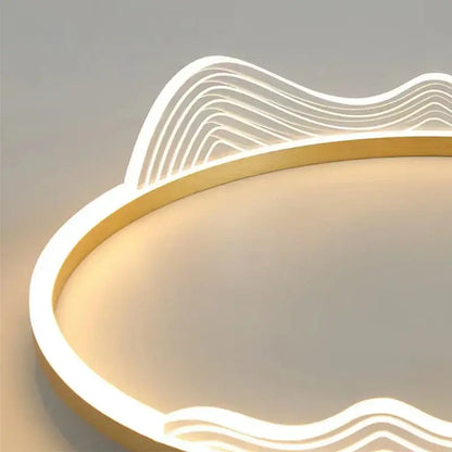 Modern golden lustre ceiling lamp with wave-patterned led light in white and gold for bedroom decorbites ceiling lamp