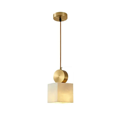 Modern golden luxury marble pendant lamp with gold-finished square frosted glass shade and brass accents for dining room decorbites golden luxury