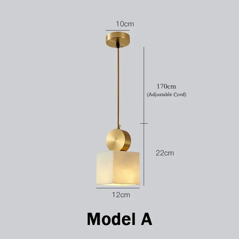 Modern golden luxury marble pendant lamp with gold-finished square frosted glass shade and adjustable cord for dining room decorbites golden luxury