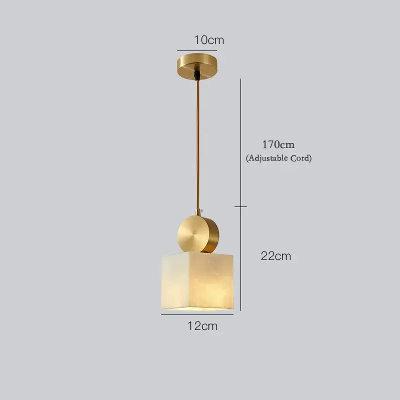 Modern golden luxury marble pendant lamp with gold-toned minimalist square frosted glass shade for dining room decorbites golden luxury