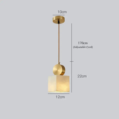 Modern golden luxury marble pendant lamp with gold-toned minimalist square frosted glass shade for dining room decorbites golden luxury
