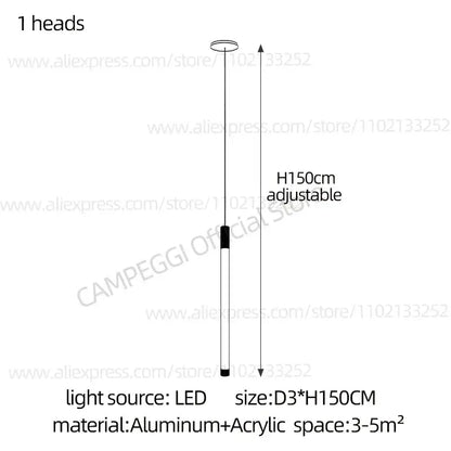 Modern decorbites golden tube chandelier with adjustable minimalist led pendant light in sleek aluminum and acrylic design