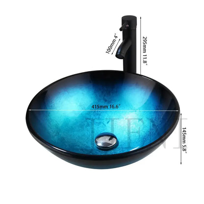 Modern gradient blue glass sink set featuring a sleek oval decorbites blue glass sink with brushed metal drain