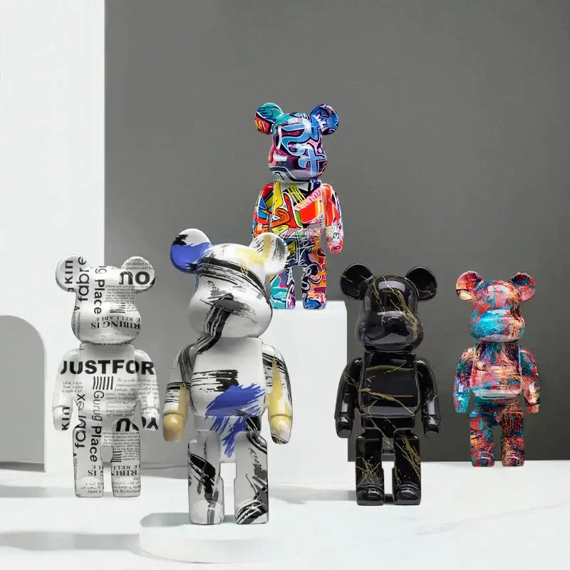 Colorful glossy vinyl decorbites graffiti bear 27cm figurine featuring varied designs for living room money jar decor