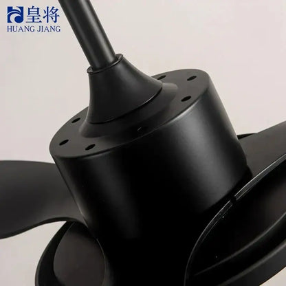 Black matte finished ceiling fan motor housing with sleek modern design and integrated mounting bracket for led modern design use