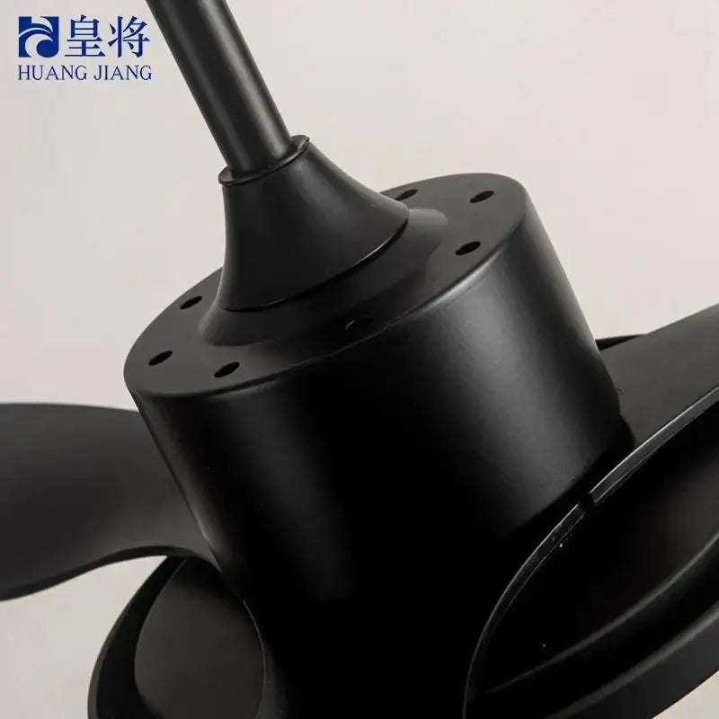 Black matte finished ceiling fan motor housing with sleek modern design and integrated mounting bracket for led modern design use