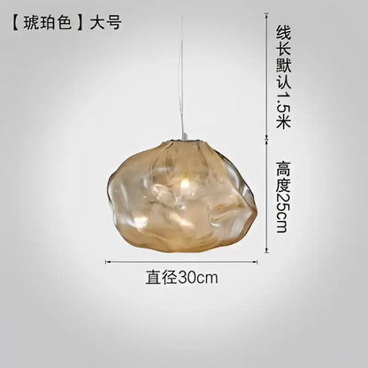 Modern gray cloud glass pendant light featuring a translucent amber textured design with visible bulb for decorbites cloud glass decor