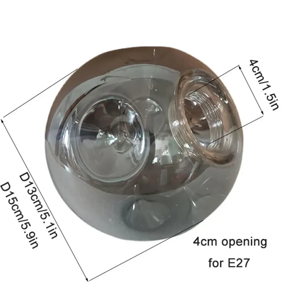 Modern gray glass shade replacement spherical lamp cover with reflective metallic interior and 4cm e27 bulb opening