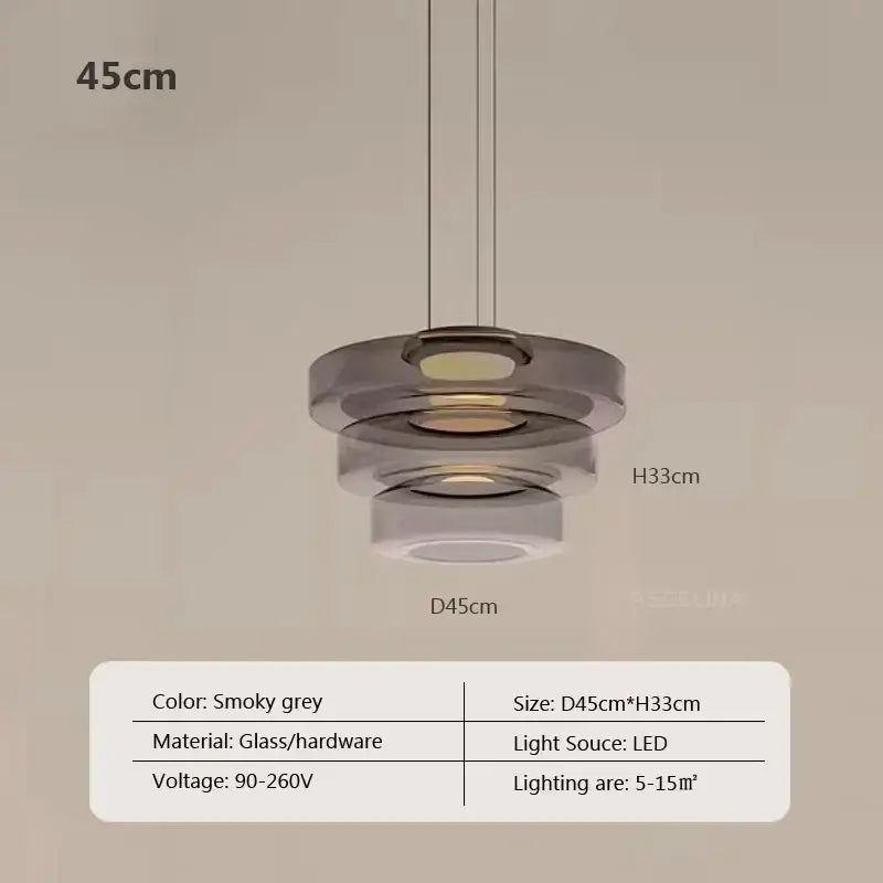 Modern gray and green smoky glass pendant light with tiered design for dining room minimalist style glass pendant
