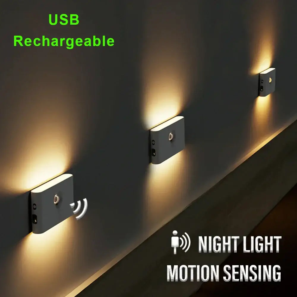 Modern gray induction night light wall lamp with motion sensor and usb rechargeable for bedroom decorbites induction night