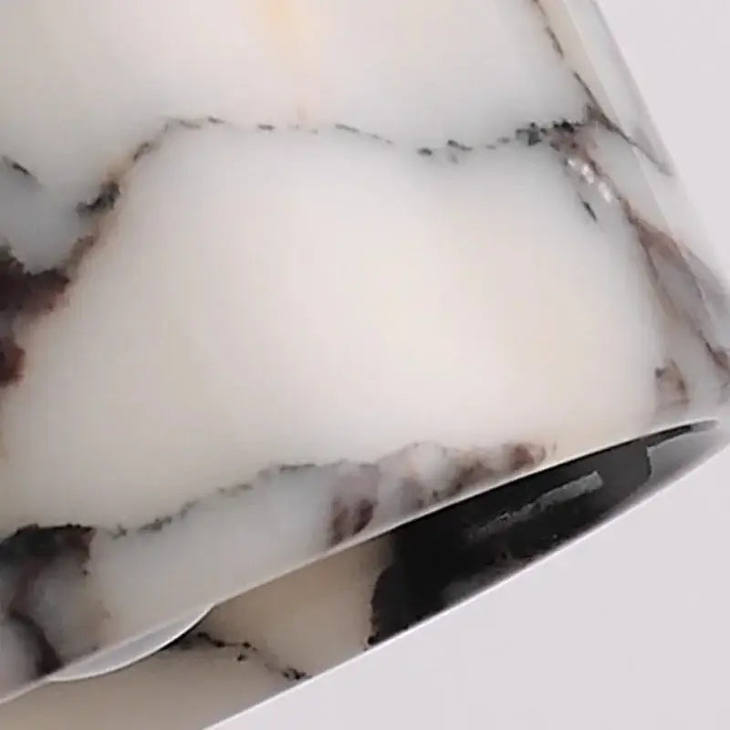 Modern gray marble natural stone pendant light with white marble pattern and subtle brown gray veining for dining room