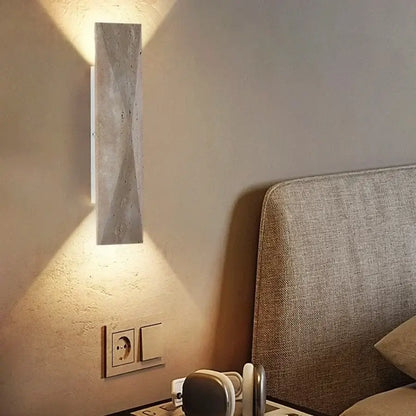 Modern gray stone double led wall lamp with concrete-textured minimalist design ideal as bedroom sconce wall lamp