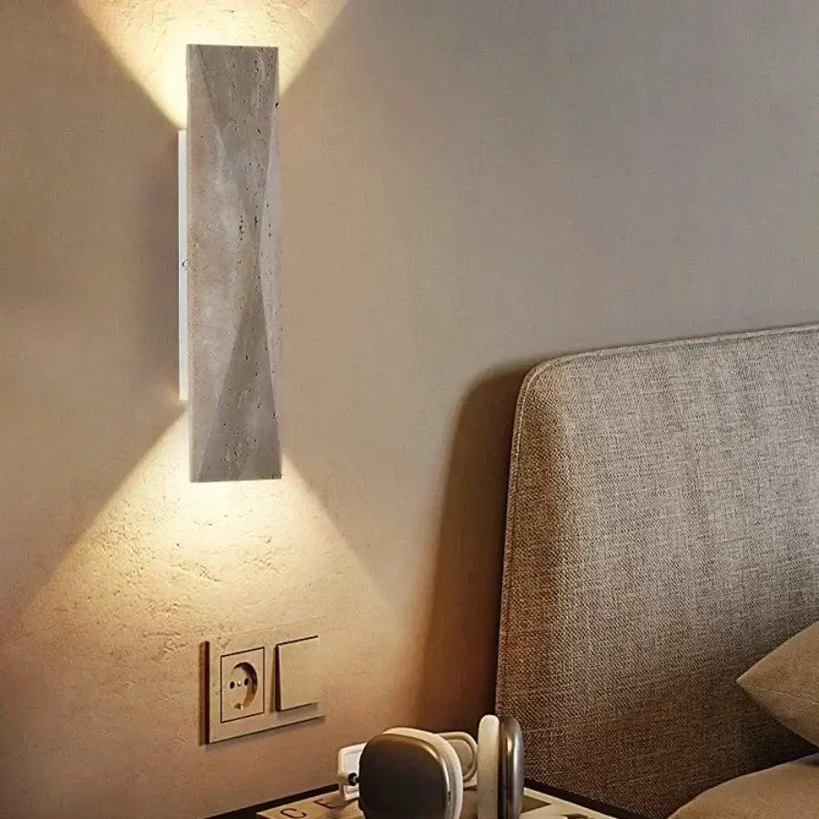 Modern gray stone double led wall lamp with concrete-textured minimalist design ideal as bedroom sconce wall lamp