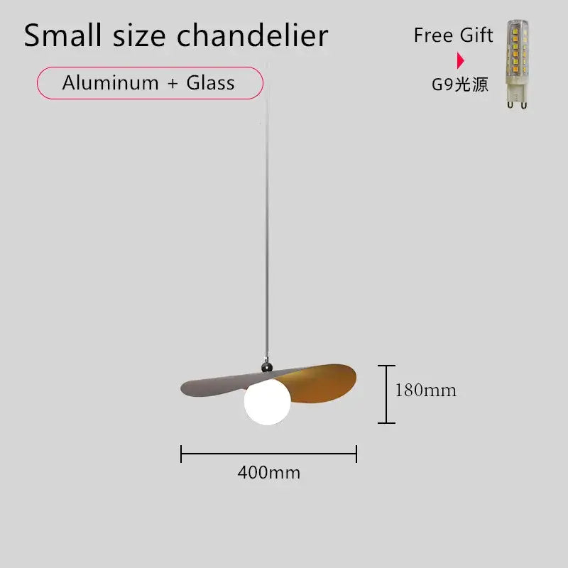 Modern gray and wood decorbites adjustable led pendant chandelier with aluminum and glass wings for dining room decor
