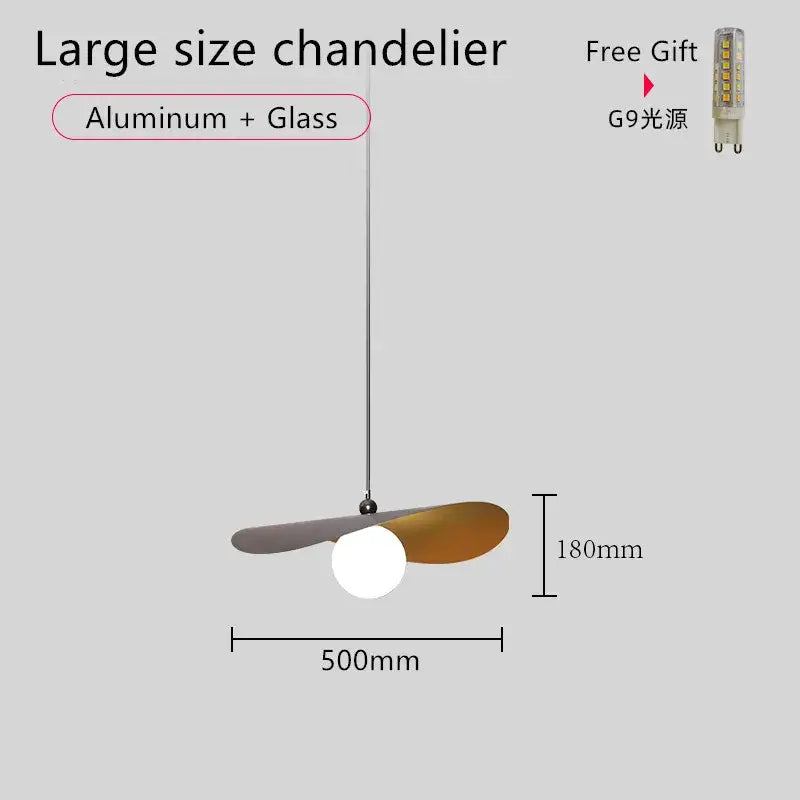 Modern gray and wood adjustable led pendant chandelier with aluminum glass wings in matte gray and warm bronze decorbites adjustable led