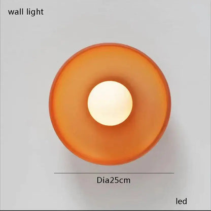 Modern green glass table lamp with orange translucent glass led wall light and 25cm diameter for bedroom use