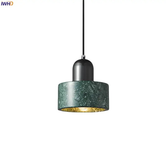 Modern green marble led pendant light with gold-lined interior and black metal suspension for kitchen lighting decorbites green marble