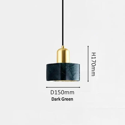 Modern green marble pendant light with dark green marble shade and gold-toned metal fixture for dining room decorbites green marble