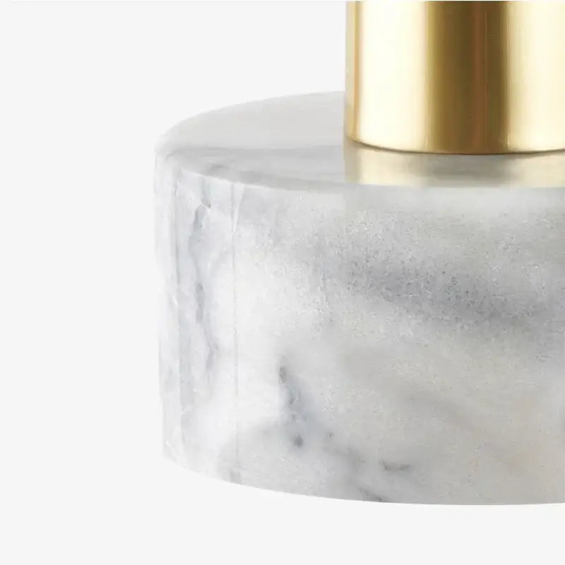 Modern green marble pendant light featuring a sleek white marble base and polished gold cylindrical stem for dining room decorbites green marble
