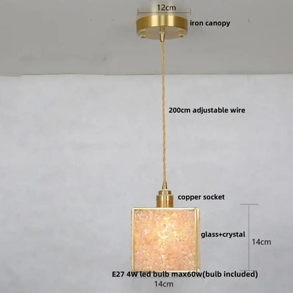 Modern green mosaic glass pendant light with gold-toned metal frame and decorbites crystal glass shade pendant lamp