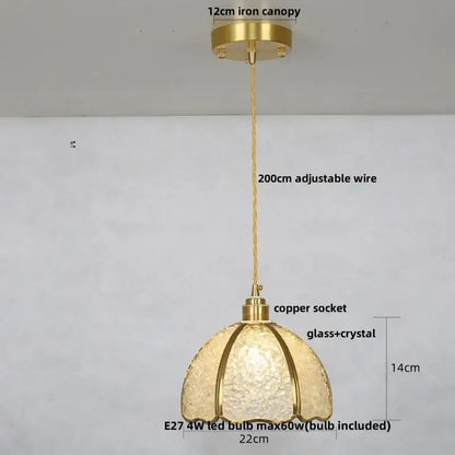 Modern green mosaic glass pendant light with gold-toned textured decorbites crystal glass shade and adjustable iron canopy