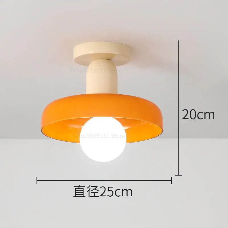 Modern green and white decorbites colorful glass pendant lights with vibrant orange circular ceiling light and cream base