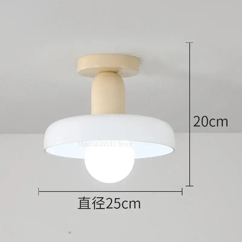 Cream-colored ceiling-mounted pendant light with white dome shade and visible bulb for decorbites colorful glass pendant collection