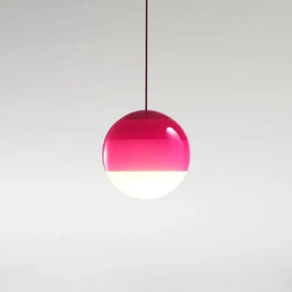 Modern green and white decorbites glass ball led pendant with vibrant pink gradient spherical design and warm white base lighting
