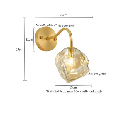 Modern grey glass led wall lamp with polished copper arm and amber glass shade for elegant decorbites grey glass decor