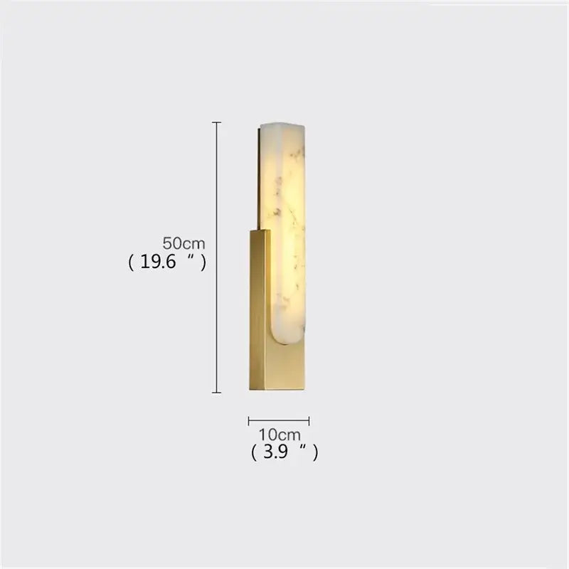 Modern grey marble led wall sconce with a sleek gold metal base and illuminated grey marble led glass panel decorbites grey marble