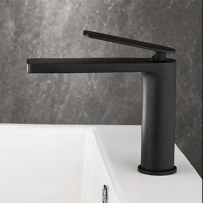 Modern gun gray basin faucet with sleek matte black finish and flat spout for bathroom sink by decorbites gun gray