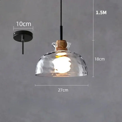 Modern hammered clear glass pendant lamp with wooden cork accent and black metal hardware for kitchen decorbites clear glass lighting