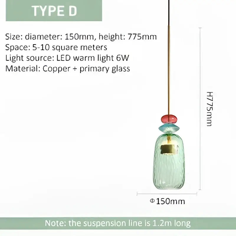 Modern hand blown teal glass bedside pendant light with copper finish and red bead for elegant decorbites glass bedside decor