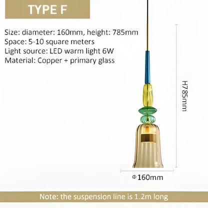 Modern hand blown glass bedside pendant light with copper bell shape and warm led lighting for decorbites glass bedside decor