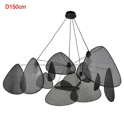 Modern hand made rattan pendant light black mesh pendant chandelier with 150cm diameter for living room