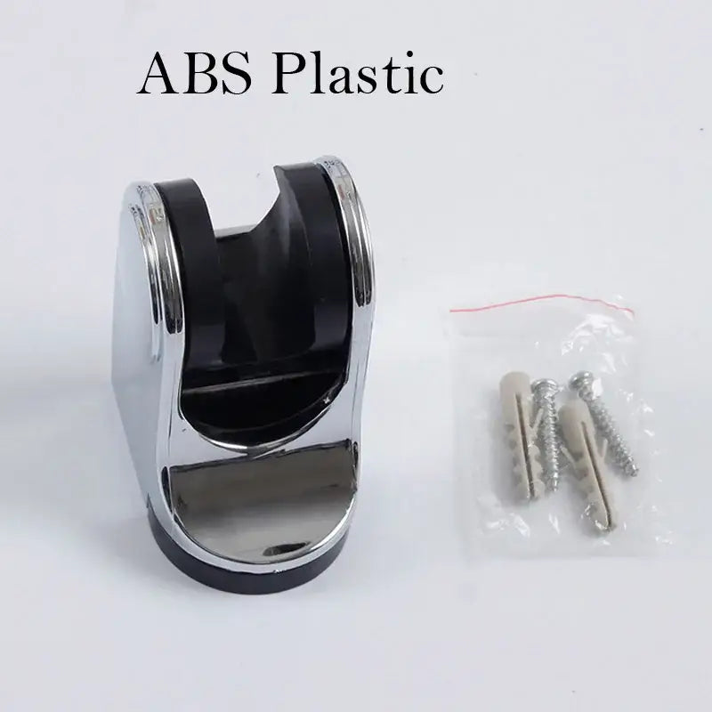 Modern handshower bracket wall mounted holder in chrome finished abs plastic with black interior grip by decorbites