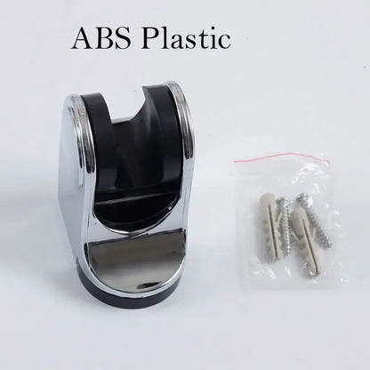 Modern handshower bracket wall mounted holder in chrome finished abs plastic with black interior grip by decorbites