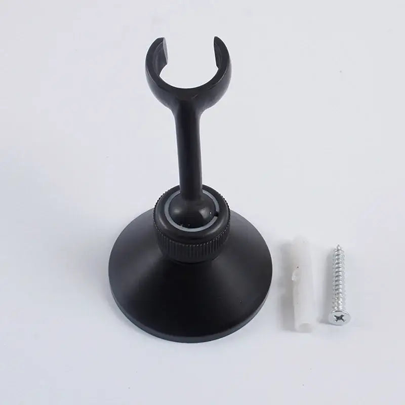 Black matte-finish magnetic wall-mounted handshower bracket with circular base and adjustable hook for bathroom decorbites handshower bracket wall
