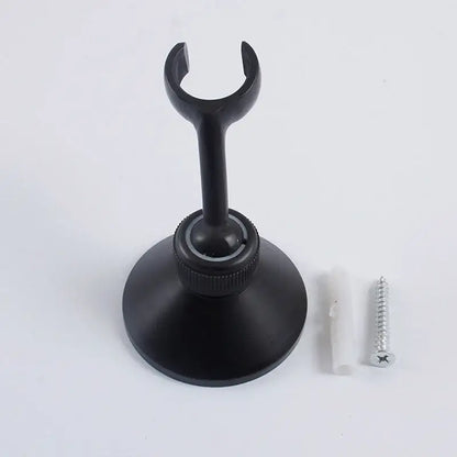 Black matte-finish magnetic wall-mounted handshower bracket with circular base and adjustable hook for bathroom decorbites handshower bracket wall