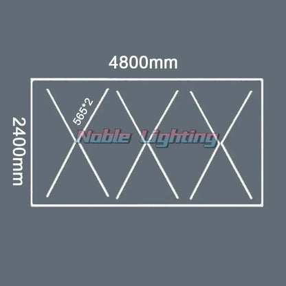Minimalist white line diagram on gray background showing dimensions of decorbites hexagon honeycomb led garage light