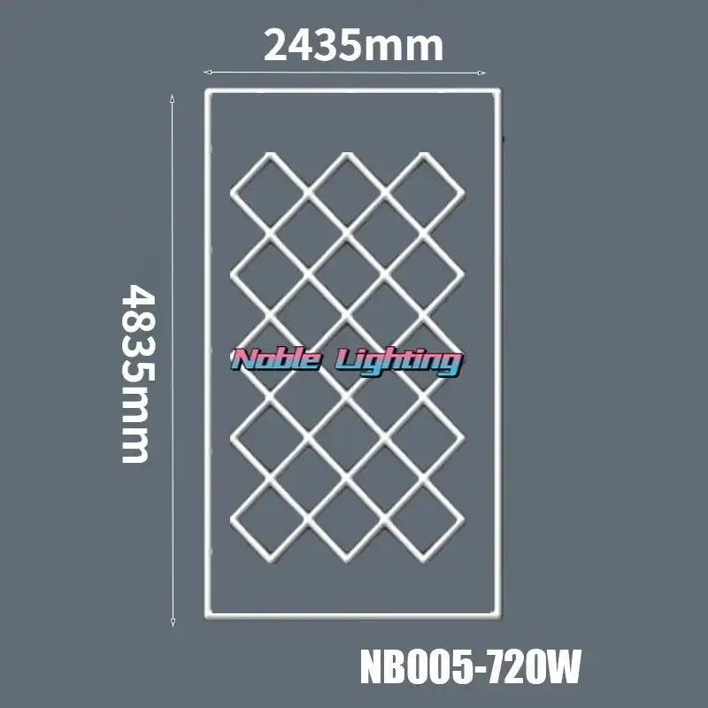 White diamond-patterned metal grid panel 2435mm by 4835mm model nb005-720w from noble lighting for decorbites hexagon honeycomb led