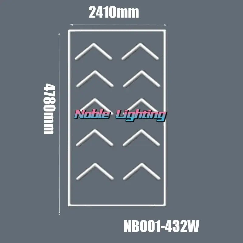 Modern hexagon honeycomb led garage ceiling light with white panel and arrow-shaped fixtures 2410mm by 4780mm decorbites hexagon honeycomb