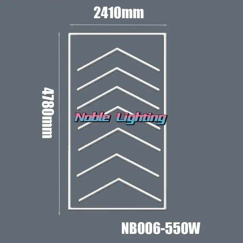 White rectangular led light fixture with five arrow-shaped elements model nb006-550w for decorbites hexagon honeycomb garage lighting