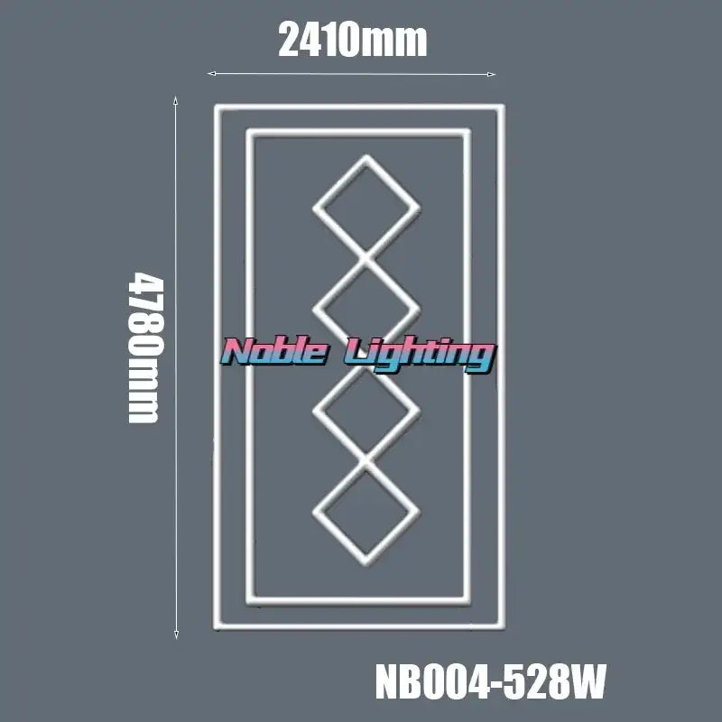 White rectangular led light fixture model nb004-528w with geometric diamond design for decorbites hexagon honeycomb use