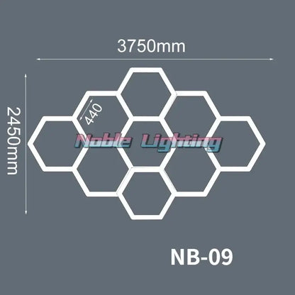 White hexagonal decorbites hexagon led ceiling wall light fixture model nb-09 with modern geometric design for garage use